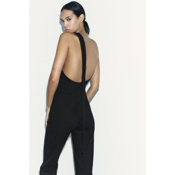 NWT ZARA ASYMMETRIC DENIM JUMPSUIT - Picture 1 of 6